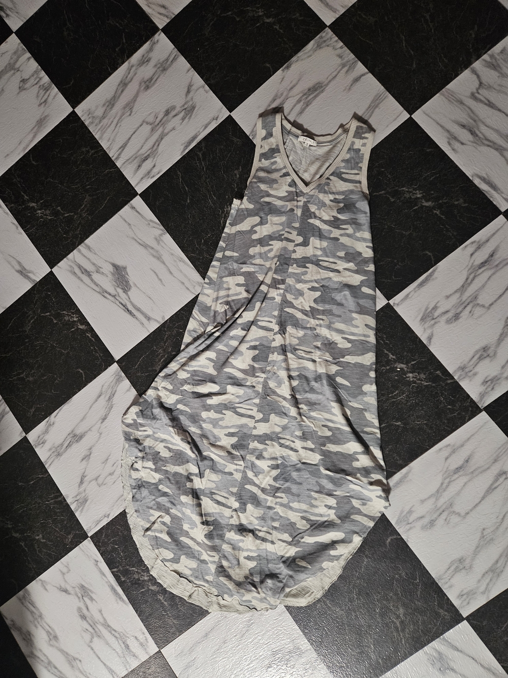 Z Supply Gray Camo Sleeveless Maxi Dress